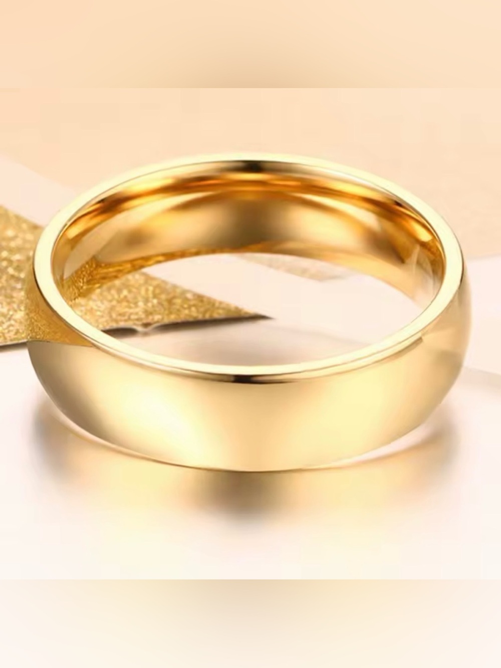 Polished Gold Band Engagement Ring
